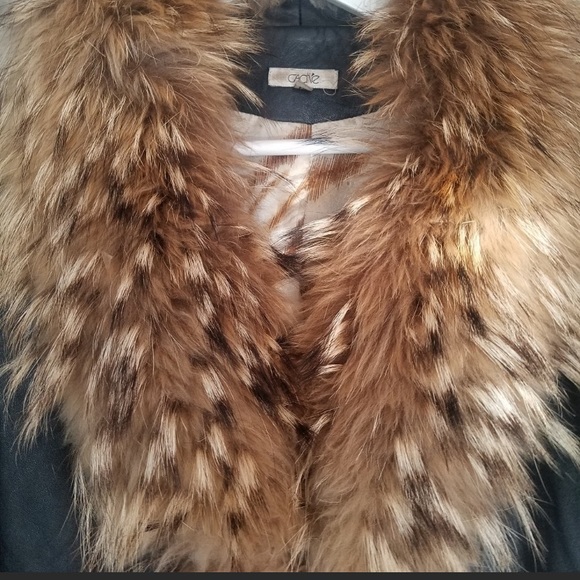 Cache soft leather jacket with real fur - Picture 1 of 3